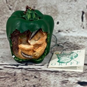 Silvestri Charming Tails Picking Peppers Chipmunk Green Ornament by Dean Griff